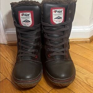 Pajar Dark Brown Boots with Red Details